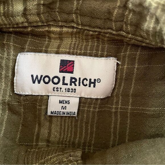 Woolrich Yellow Green Plaid Button Shirt Gauzey Cotton M - Picture 8 of 8